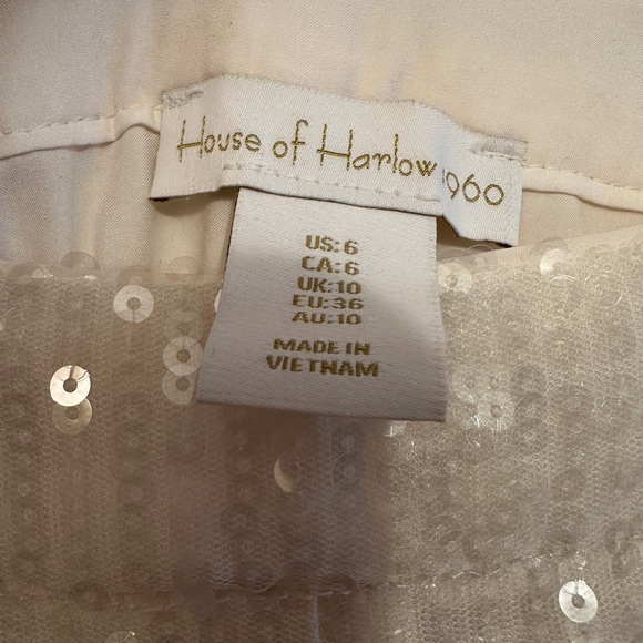 House of Harlow 1960 Sequin Wide Leg Trousers, Size 6, Ivory/Cream - Picture 4 of 4